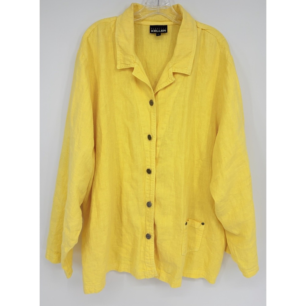 Nannette Keller Linen Lightweight Jacket Shirt Shacket Plus Size 3X